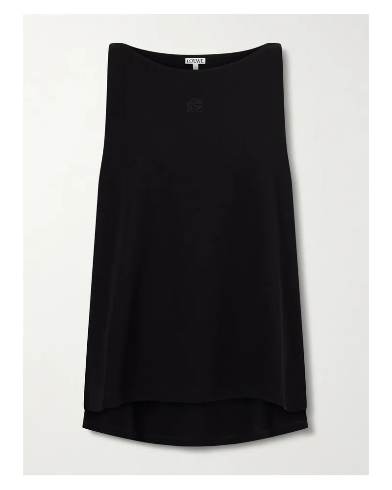 Loewe Anagram Embroidered Ribbed-knit Tank Top - Black Black