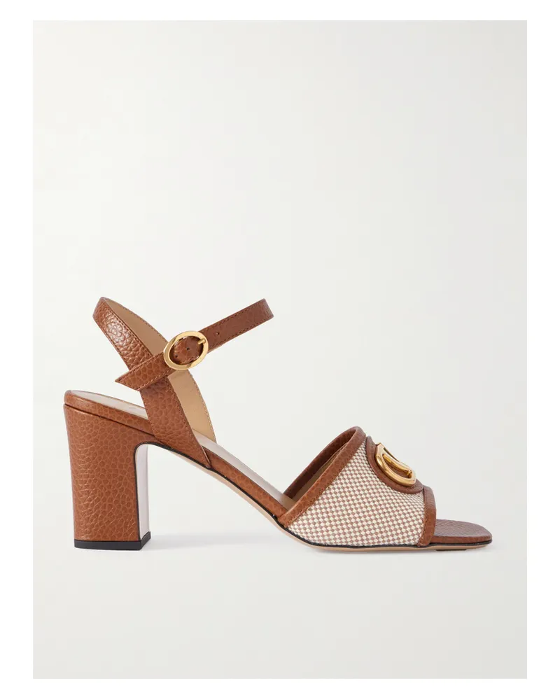Valentino Garavani Vlogo 75 Sandalen Aus Canvas Und Strukturiertem Leder - Braun Braun