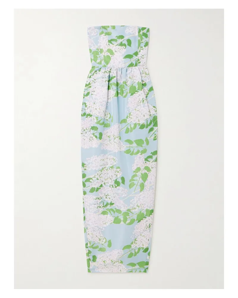 BERNADETTE Lena Trägerlose Robe Aus Taft Mit Blumenprint - Grün Grün