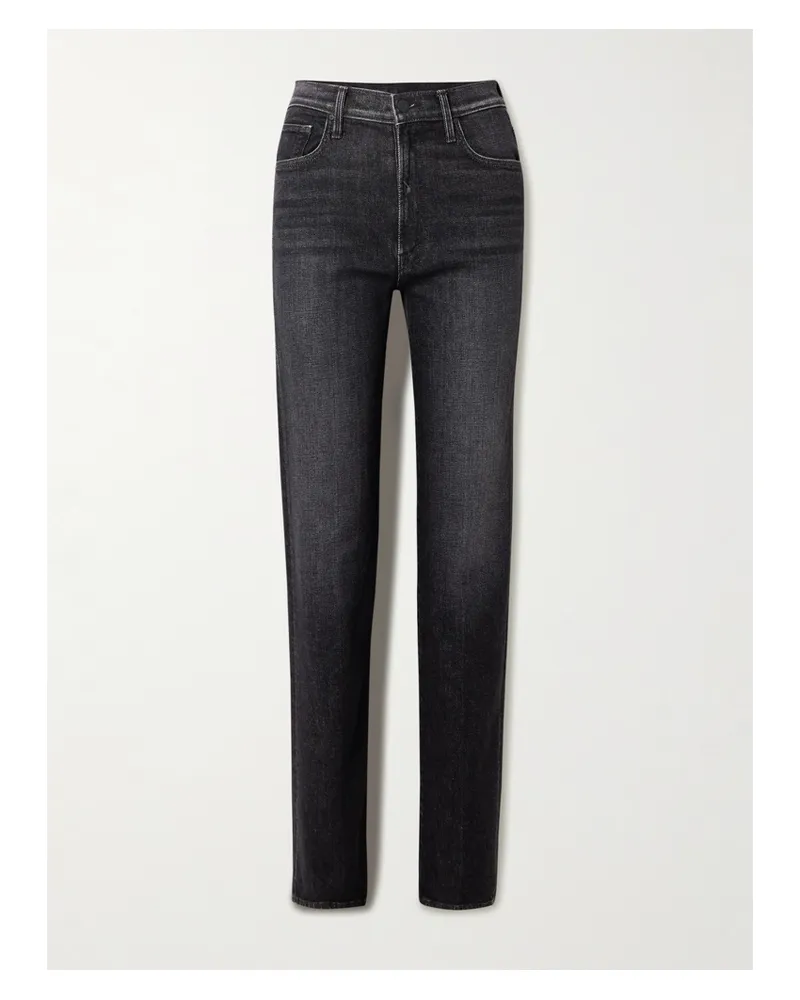 Mother The Rambler Zip Heel High-rise Straight-leg Jeans - Black Black