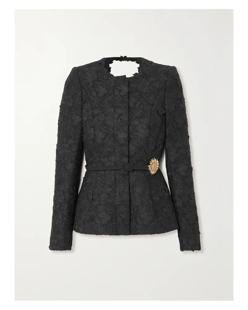 Oscar de la Renta Jacke Aus Spitze Mit Verzierung - Schwarz Schwarz