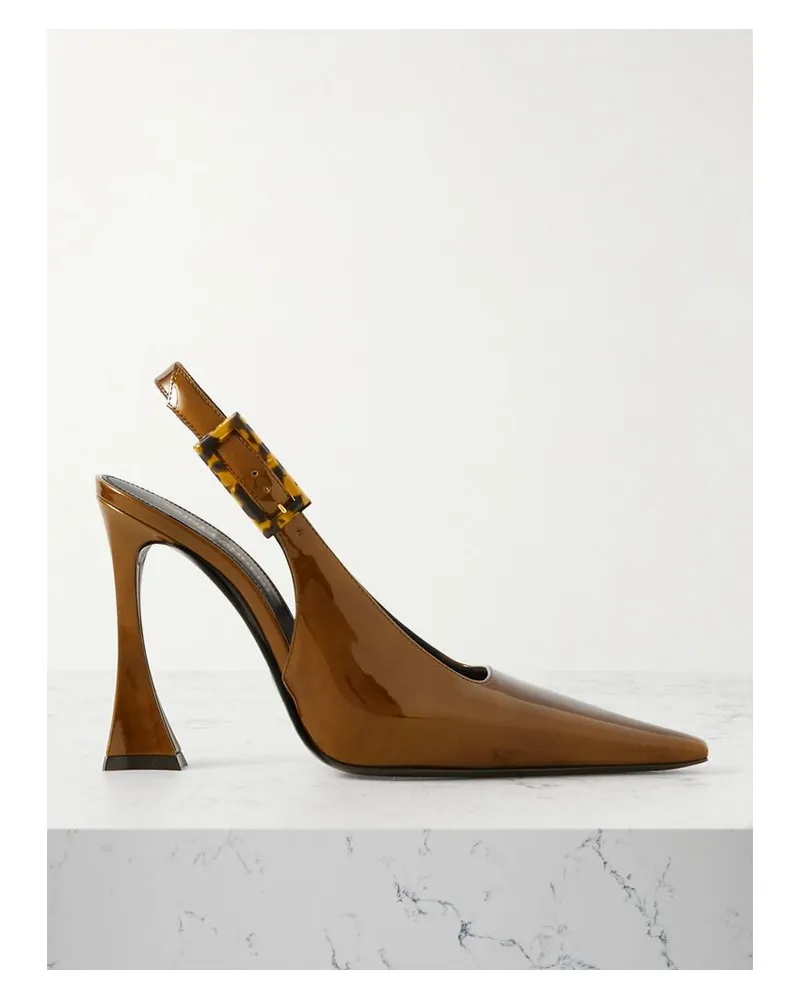 Saint Laurent Dune Slingback-pumps Aus Lackleder - Braun Braun