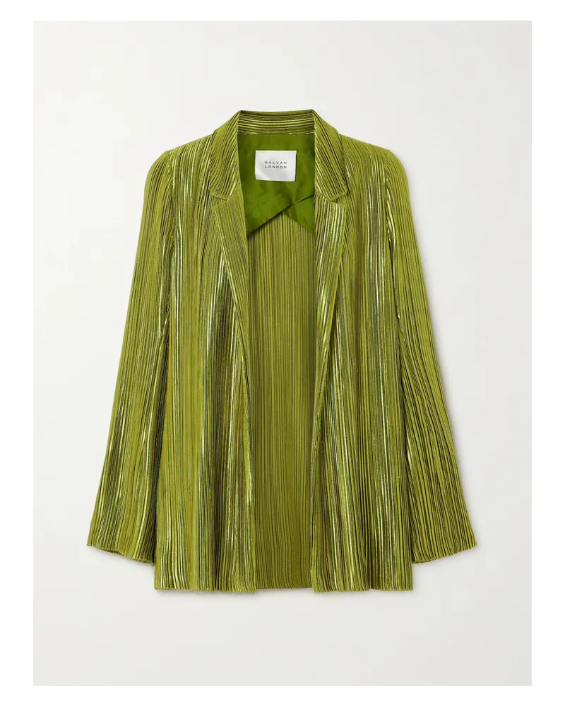 GALVAN Nuage Blazer Aus Plissiertem Metallic-crêpe - Grün Grün