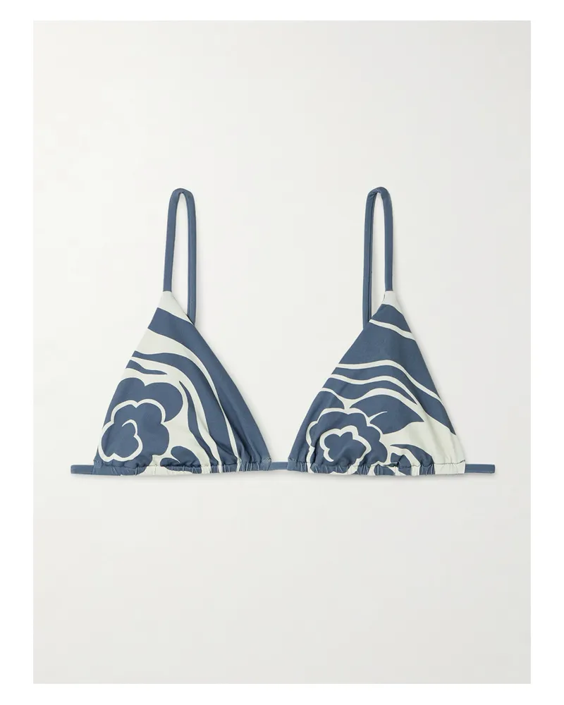 SIR Lilou Printed Triangle Bikini Top - Blue Blue