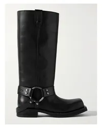 Acne Studios Net Sustain Bikerstiefel aus Leder Schwarz