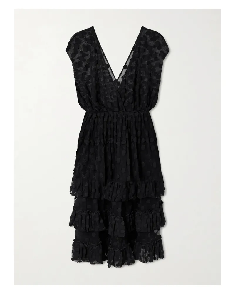 Dries van Noten Ruffled Polka-dot Cotton-blend Mesh Midi Dress - Black Black