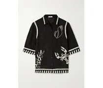 Mermaid Crab Leinenhemd Mit Stickereien - Schwarz