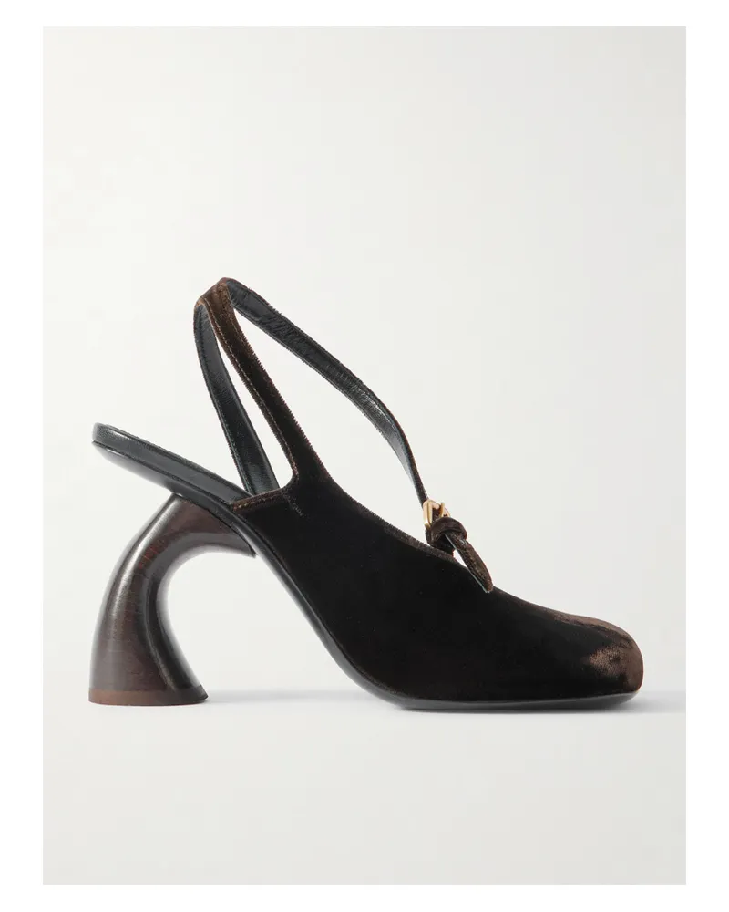 Dries van Noten Velvet Slingback Pumps - Brown Brown