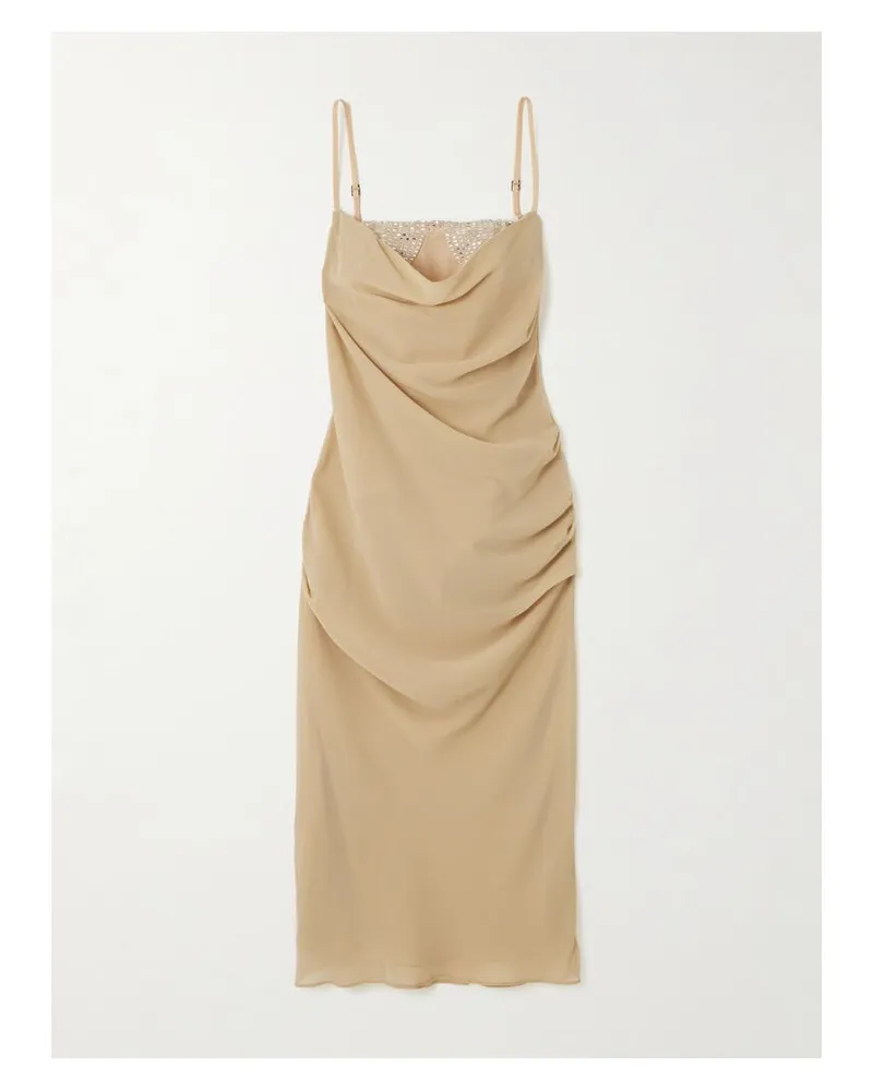 ATTICO Midi-bustierkleid Aus Crêpe Mit Kristallen - Neutral Neutral