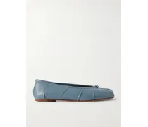 Tabi Split-toe Textured Leather Ballet Flats - Blue