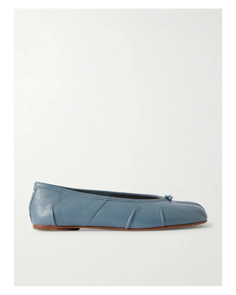 Maison Margiela Tabi Split-toe Textured Leather Ballet Flats - Blue Blue