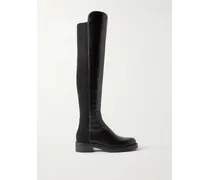 5050 Celia Overknees Aus Leder Und Stretch-material - Schwarz