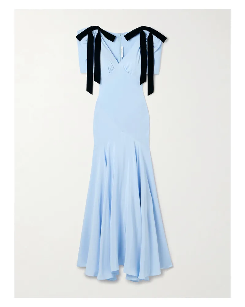 Rodarte Robe Aus Seiden-crêpe Mit Samtschleifen - Blau Blau