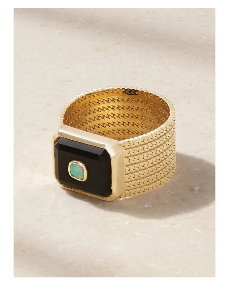 Pascale Monvoisin Anton N°2 Ring Aus 9 Karat Gold Mit Onyx Und Opal Gold