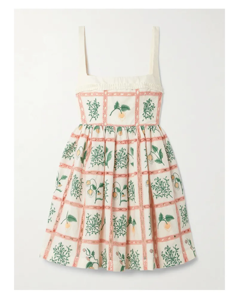 AGUA BENDITA Barbara Minikleid Aus Baumwolle Mit Stickereien Und Rüschen - Pink Pink