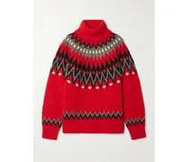 Rollkragenpullover Aus Einer Wollmischung Mit Fair-isle-muster - Rot