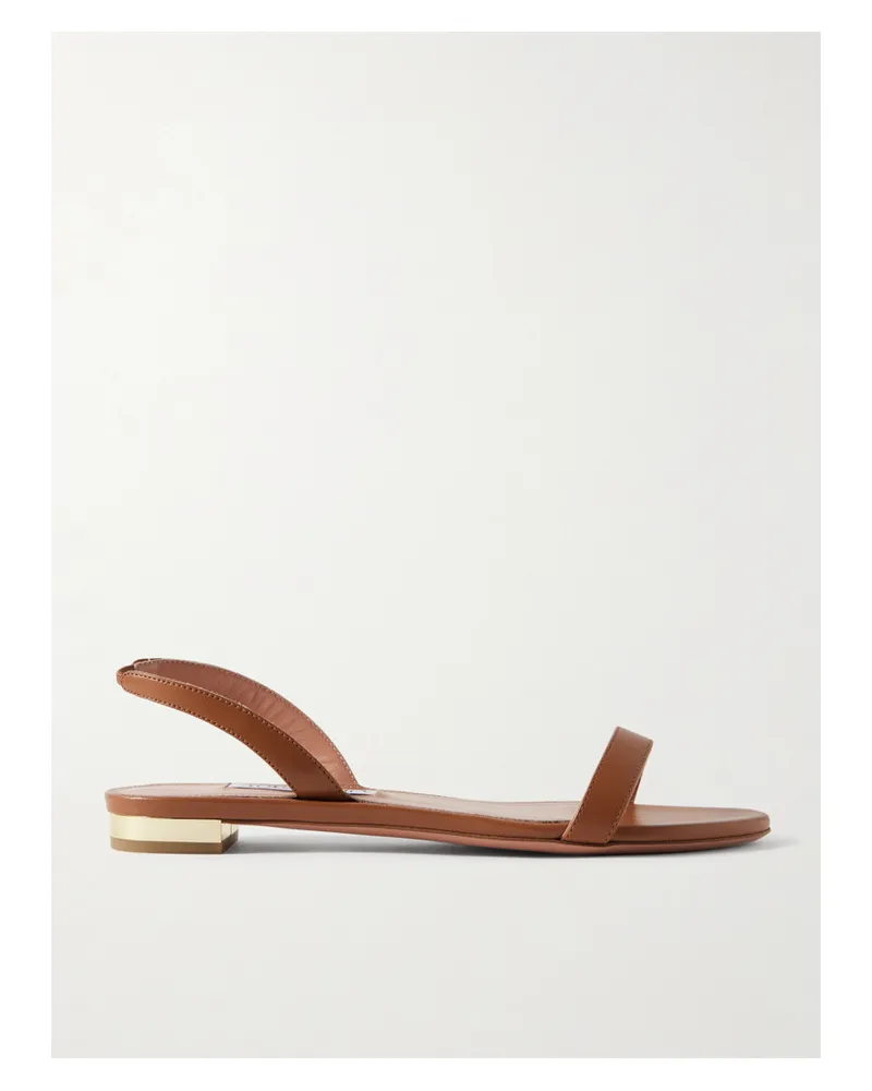 Aquazzura So Nude Leather Slingback Sandals - Brown Brown