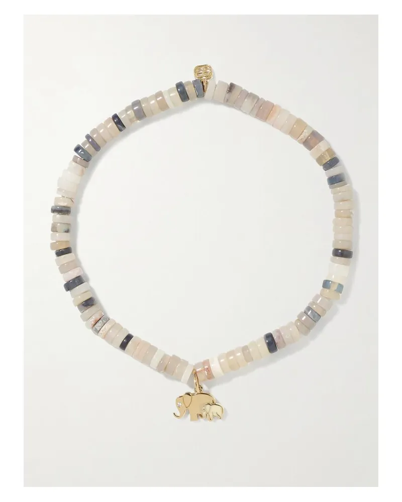 Sydney Evan Elephant Family Armband Mit Opalen, Emaille, Diamant Und Details Aus 14 Karat Gold Gold