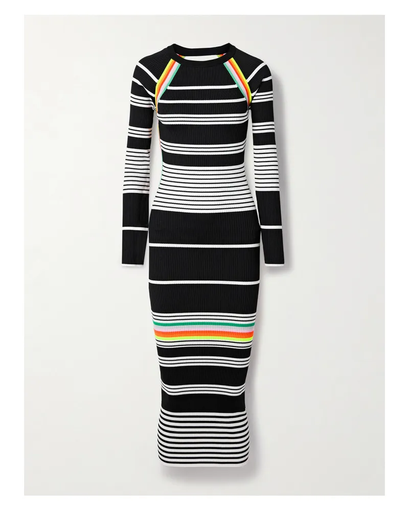 Christopher John Rogers Midikleid Aus Gestreiftem Rippstrick Mit Rückenausschnitt - Mehrfarbig Mehrfarbig