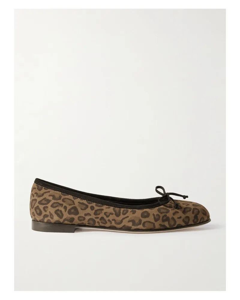 Manolo Blahnik Veralli Ballerinas Aus Veloursleder Mit Leopardenprint Und Schleife - Animal-Print Animal-print