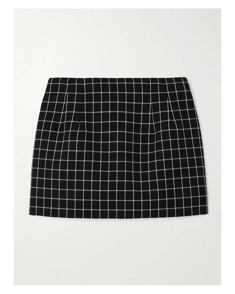 WARDROBE.NYC Contour Minirock Aus Kariertem Woll-twill - Schwarz Schwarz