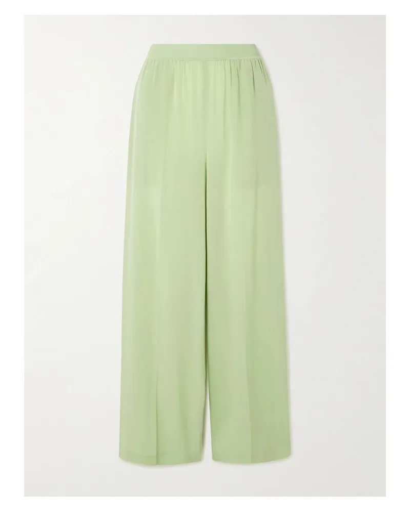 Joseph Hulin Hose Mit Weitem Bein Aus Crêpe De Chine Aus Seide - Grün Grün