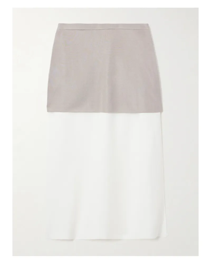 Ferragamo Mehrlagiger Midirock Aus Strick - Weiß Weiß