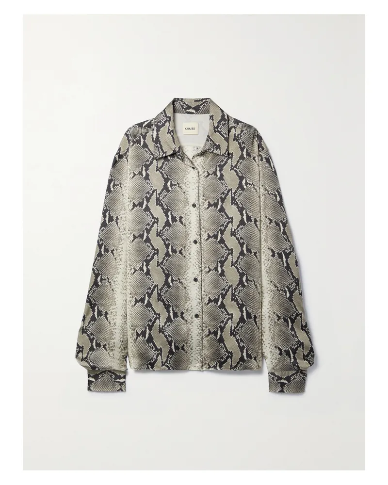 KHAITE Argo Hemd Aus Satin Mit Schlangenprint - Creme Creme