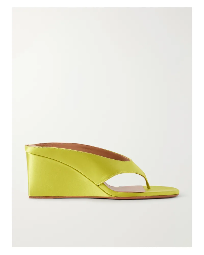 Alaïa Tong 75 Satin Wedge Sandals - Green Green