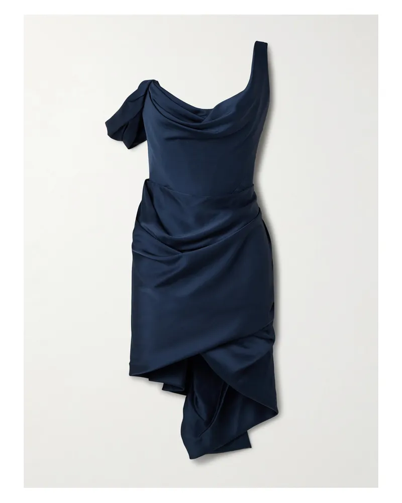 Vivienne Westwood Zora Asymmetric Off-the-shoulder Draped Satin-crepe Dress - Blue Blue