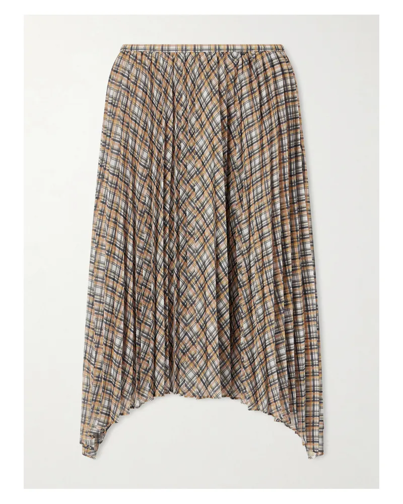 Acne Studios Asymmetrischer Midirock Aus Kariertem Chiffon Mit Falten - Grau Grau