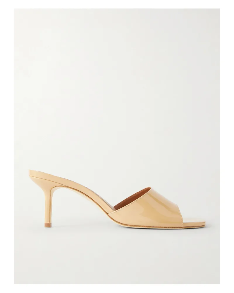 STAUD Bea Patent-leather Mules - Neutrals Neutrals