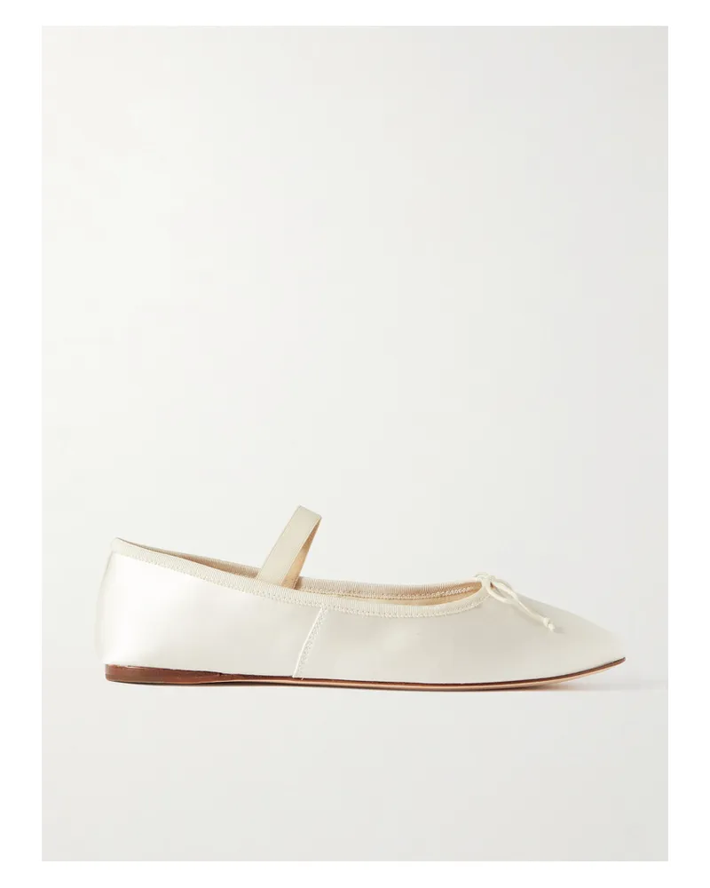 Loeffler Randall Net Sustain Leonie Grosgrain-trimmed Satin Ballet Flats - Ivory Ivory