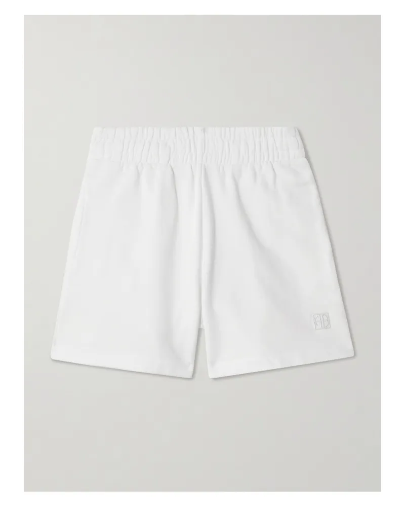 Anine Bing Kam Shorts Aus Baumwoll-jersey Mit Stickerei - Weiß Weiß