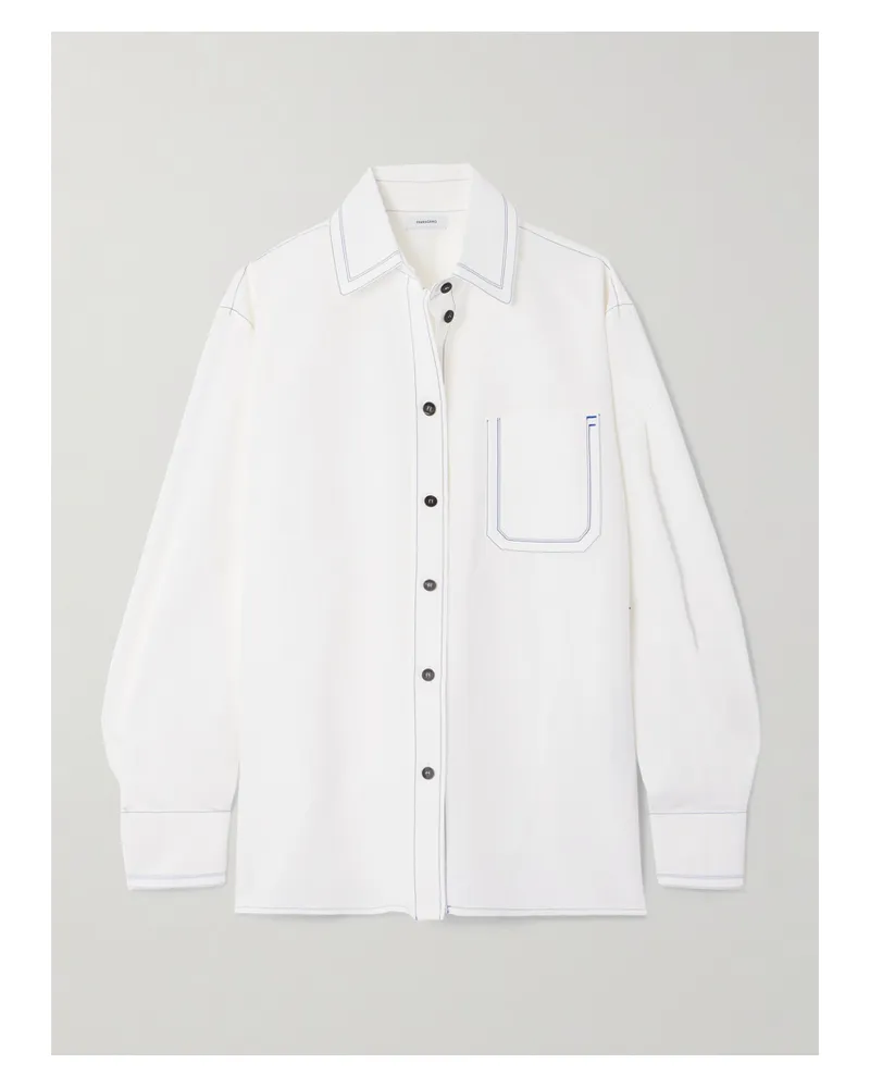 Ferragamo Hemd Aus Popeline Mit Kontrastnähten - Weiß Weiß