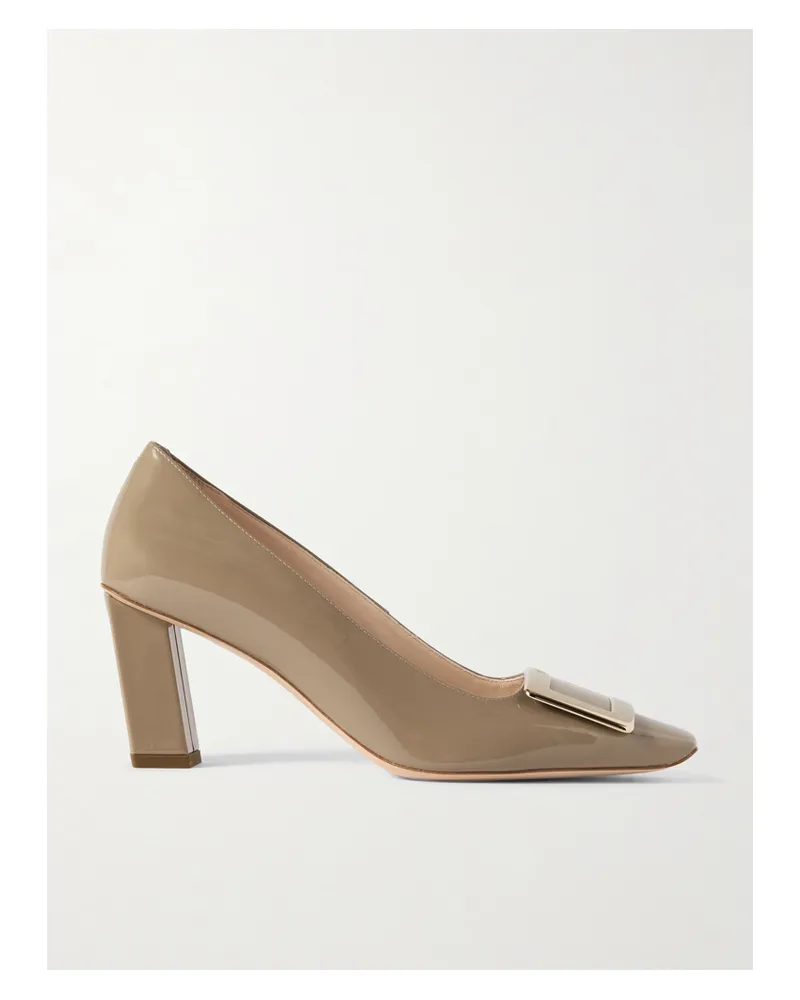 Roger Vivier Belle Vivier 75 Buckled Patent-leather Pumps - Neutrals Neutrals