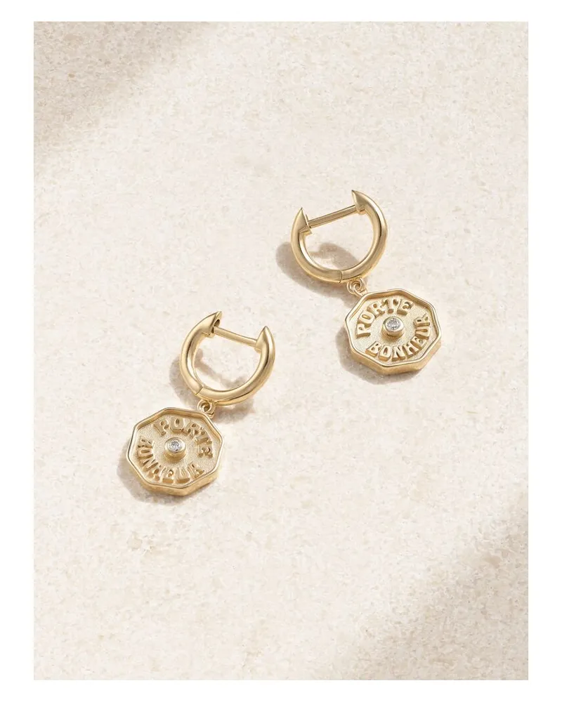 Marlo Laz Wee Porte Bonheur Creolen Aus 14 Karat Gold Mit Diamanten Gold