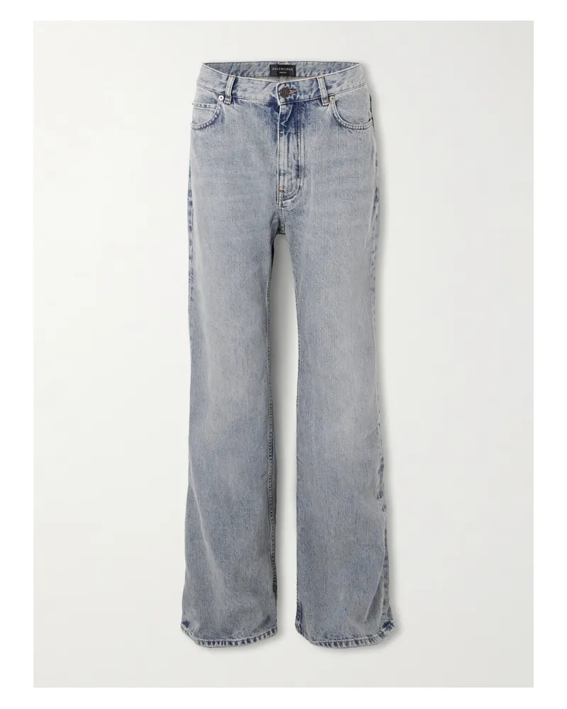 Balenciaga Distressed Low-rise Flared Jeans - Blue Blue
