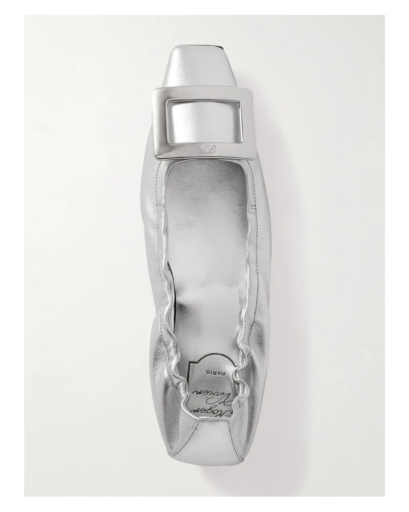 Roger Vivier Belle Vivier 25 Embellished Metallic Ballet Flats - Silver Silver