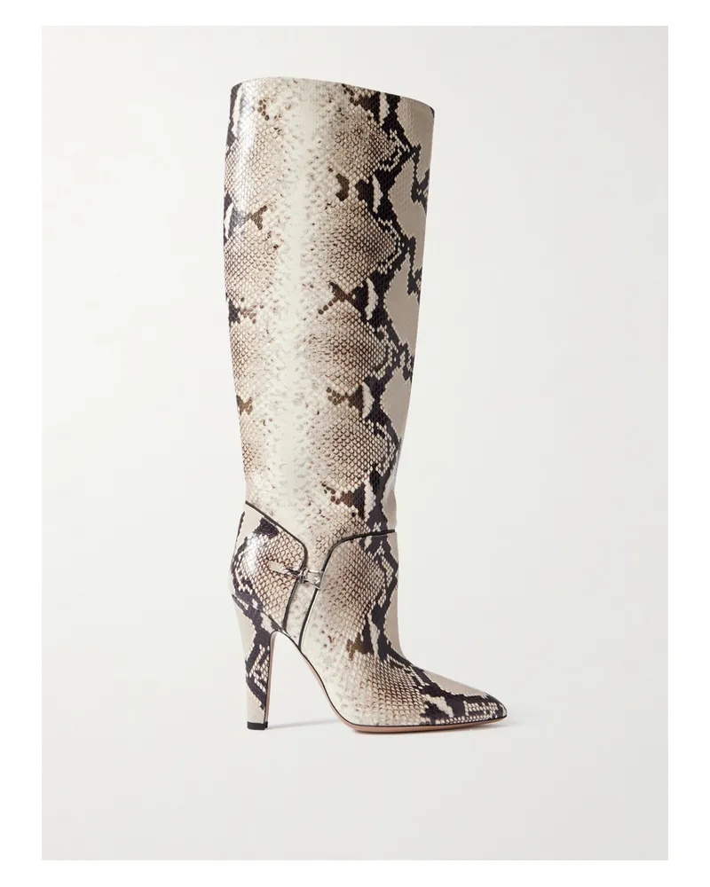 Paris Texas Elsa Kniehohe Stiefel Aus Leder Mit Schlangeneffekt Und Schnalle - Animal-Print Animal-print