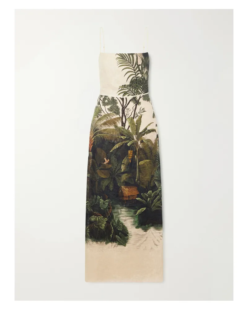 Johanna Ortiz Andean Mythology Printed Linen Maxi Dress - Green Green