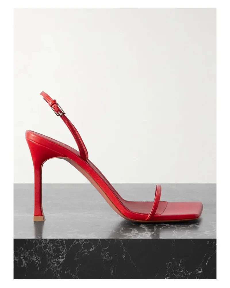 Amina Muaddi Maya Sandalen Aus Leder - Rot Rot