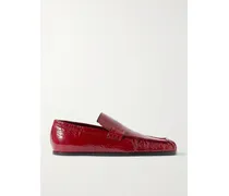 Loafers Aus Glanzleder In Knitteroptik - Rot