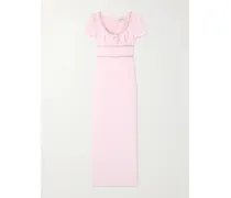 Maxikleid Aus Crêpe Mit Kristallen Und Applikation - Pink