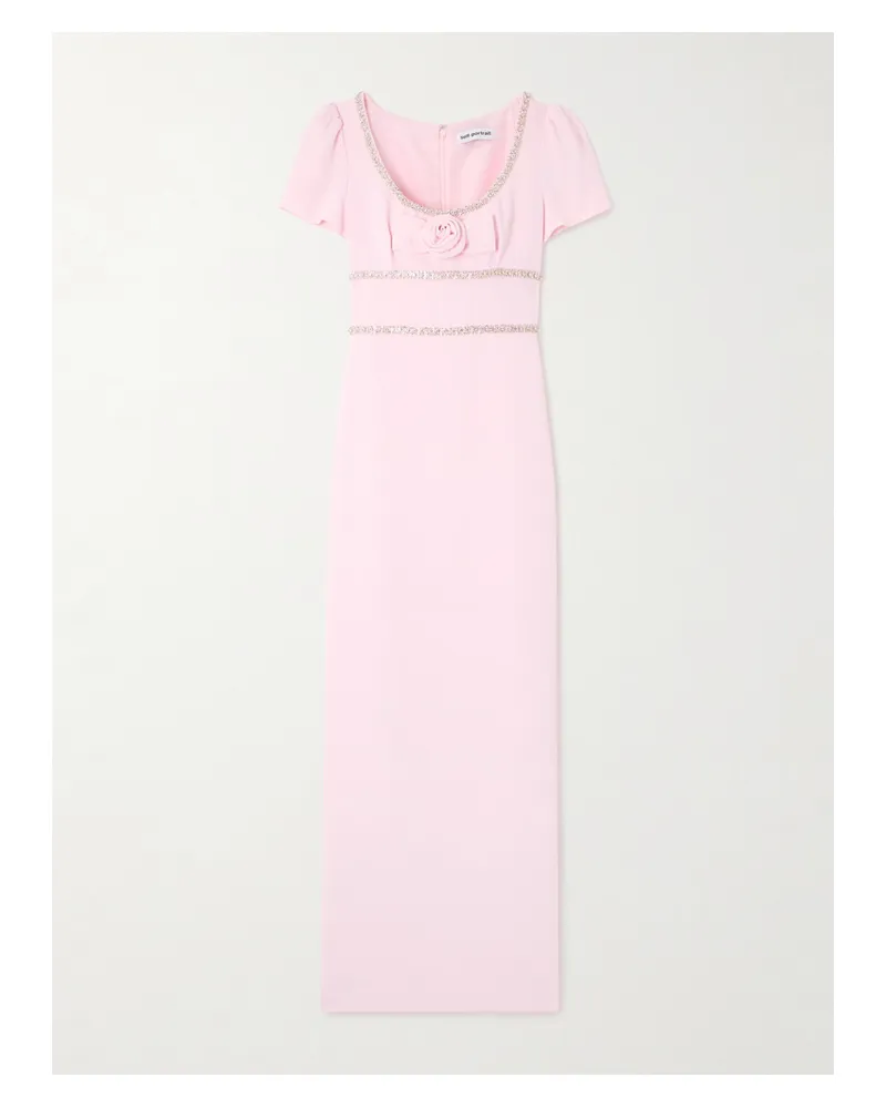 Self-Portrait Maxikleid Aus Crêpe Mit Kristallen Und Applikation - Pink Pink