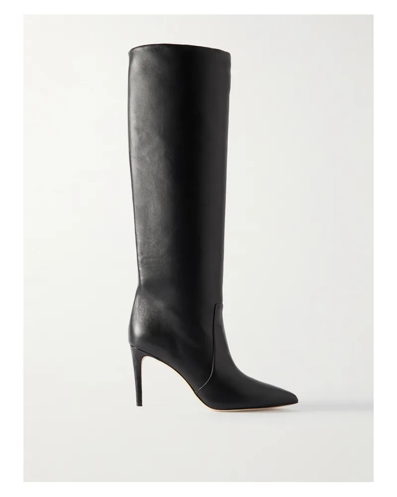Paris Texas Stiletto Leather Knee Boots - Black Black