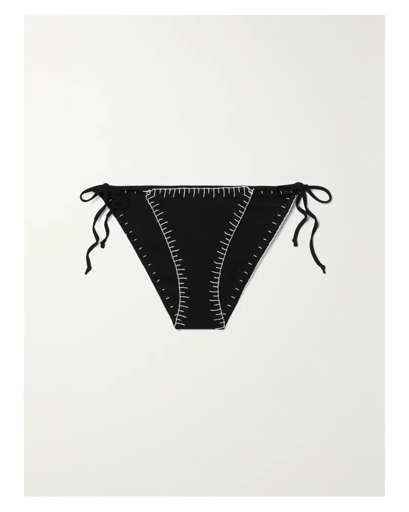 Marysia Sole Bikini-höschen Aus Seersucker Mit Stickereien - Schwarz Schwarz