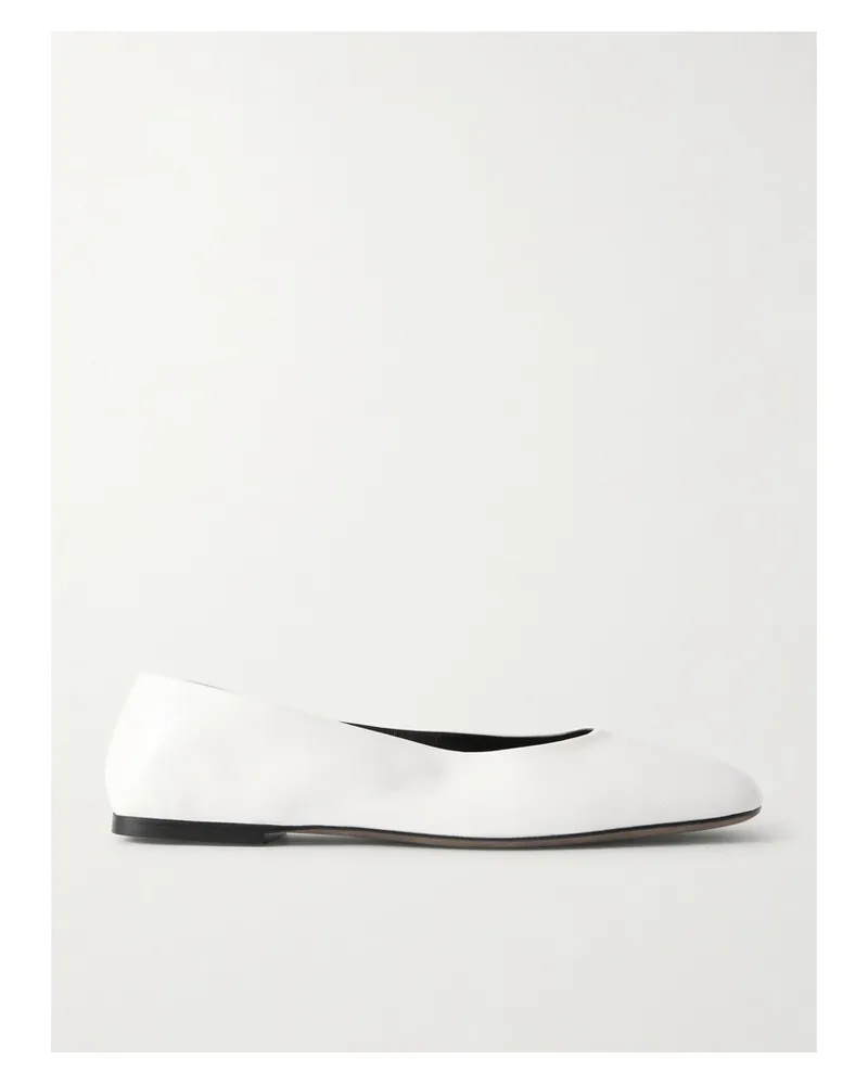 The Row Leather Ballet Flats - Ivory Ivory