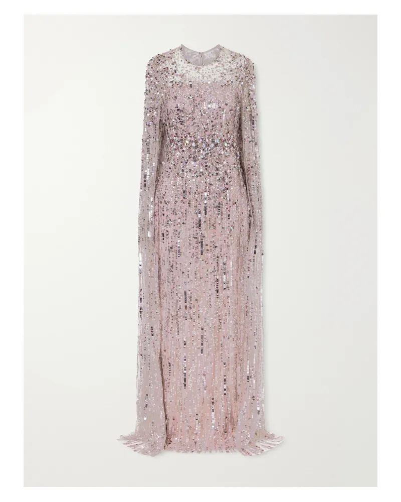 Jenny Packham Ruby Sequined Tulle Gown - Purple Purple