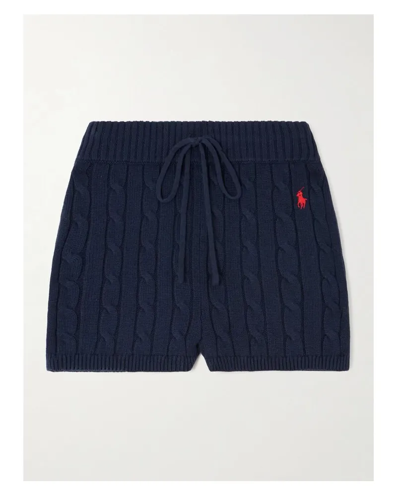 Ralph Lauren Shorts Aus Einer Baumwollmischung In Zopfstrick Mit Stickerei - Blau Blau